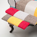 Poltrona Relax Reclinabile Tessuto Patchwork Imbottita con Poggiapiedi