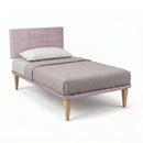 Letto Singolo con Rete Rivestita Microfibra Glicine Tessis Testata Square Varie Misure