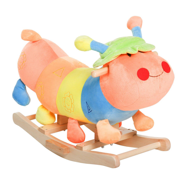 online Rocking chair pour enfant en bois et peluche chenille multicolore