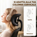 Sedia da Ufficio Ergonomica 64x65x114-129 cm in Rete con Supporto Lombare Poggiatesta e Altezza Regolabile Dondolo Nera      