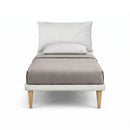 Letto Singolo con Rete Rivestita Similpelle Bianco Tessis Testata Soft Varie Misure