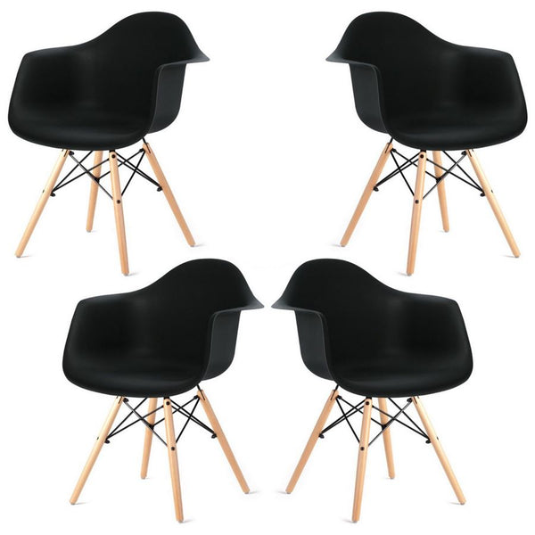 acquista Set 4 Sedie di Design con Braccioli 62,5x44x80 cm Federica Nere