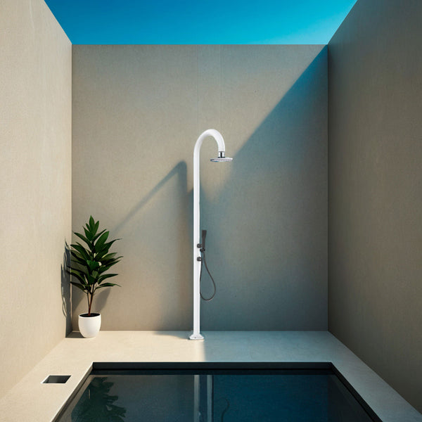 acquista Doccia da Giardino in Alluminio Soffione I-switch Quadrato con Termometro LCD Sined Luna Alu D Bianco