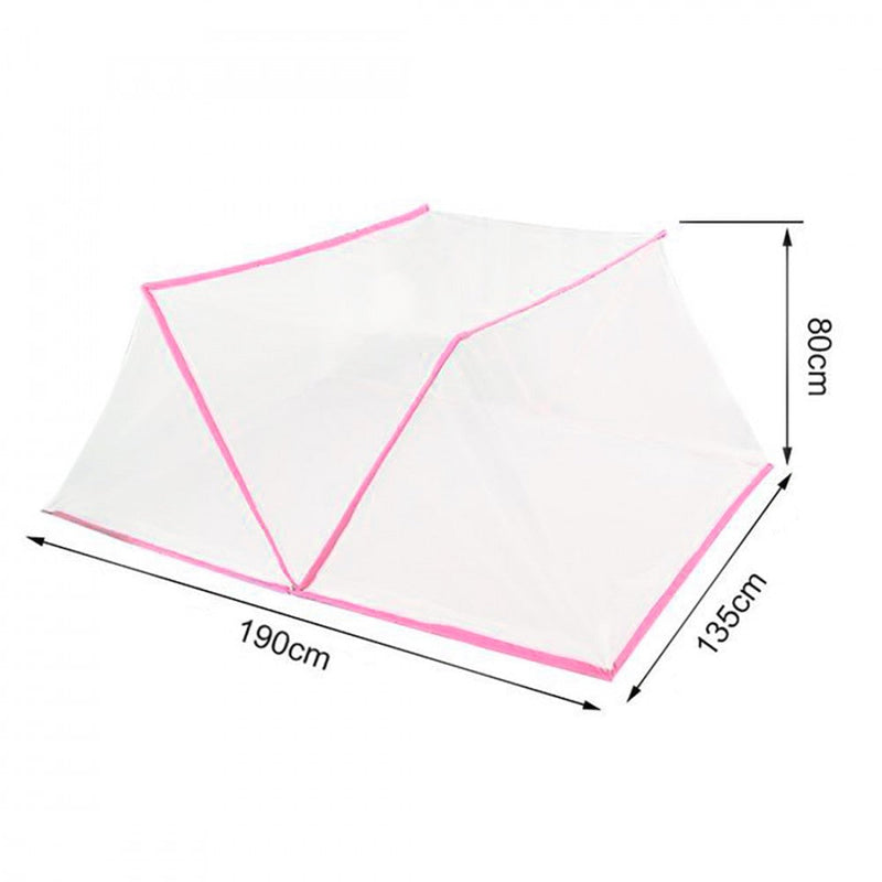 Zanzariera per Letto Pieghevole 190x135 cm Esagonale a Rete Nylon Rosa