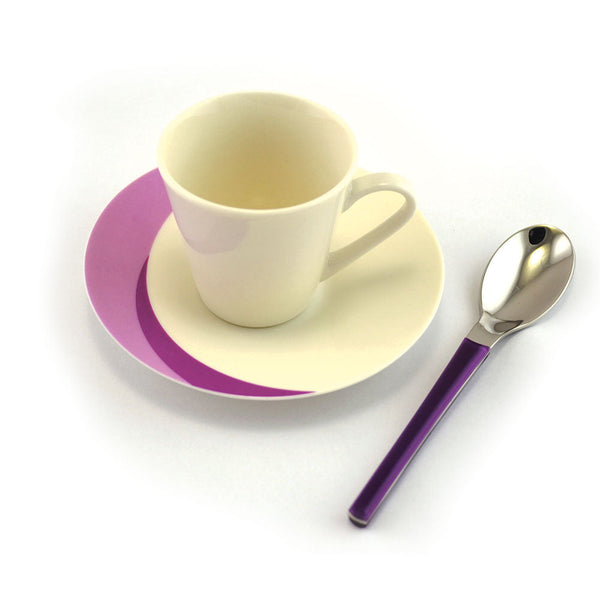 Service à café 3 pièces Tasse + Soucoupe + Cuillère Eme Natura Flower Violet sconto