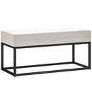 Panca da Ingresso Stile Moderno 94x42x44 cm Cuscino Alto in Tessuto Effetto Velluto Crema  