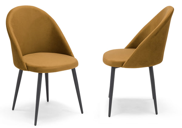 sconto Set 2 sedie Imbottite 51x58x87 cm In Tessuto Tiffany Lola Senape
