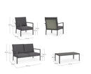 Set 4 Pezzi Salotto da Giardino con Divano 2 Poltrone e Tavolino in Alluminio e PP Konnor Antracite 
