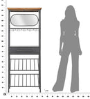 Mobile Porta Bottiglie Industry 68x37x165 cm in Ferro e Specchio e Legno di Abete Marrone