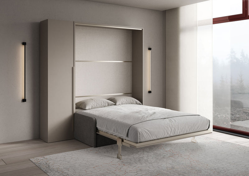 Letto Matrimoniale Francese A Scomparsa 140 Versia Con Divano E Armadio 1 Anta Sx Argilla      