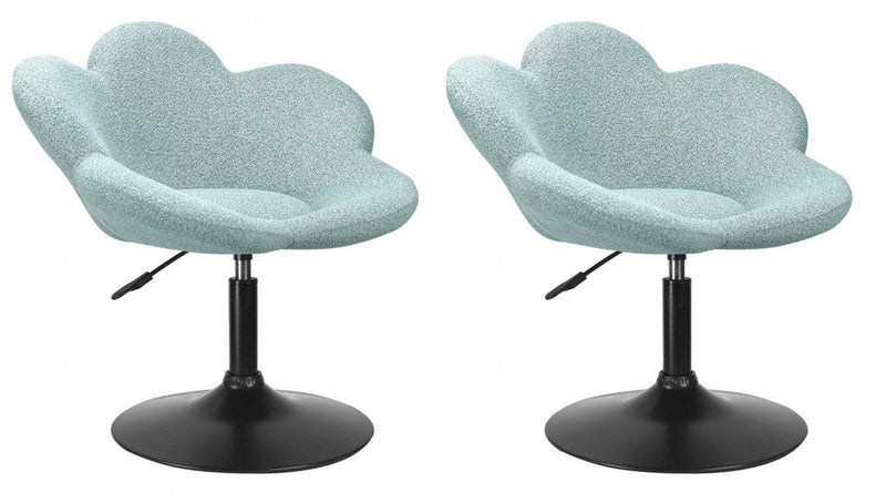 Set 2 Poltroncine da Soggiorno 69x55x69/81 cm in Schiuma Poliuretanica Fleur Nero-Acquamarina