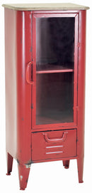 Mobile Vetrina 1 Anta 1 Cassetto in Metallo Edimburgo Rosso