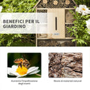 Casa per Insetti da Giardino 32x12,5x57 cm 5 Livelli in Legno e Bamboo