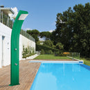 Doccia Solare da Esterno Giardino 40L Miscelatore e Lavapiedi Arkema Dada Fascia Inox Bianco Crema