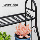 Portapiante Scaffale 75x25x137 cm a 3 Livelli con Barra Appendi Vasi in Metallo Nero      