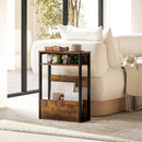 Tavolino da Soggiorno Laterale 46x18x58,5 cm in Stile Industriale 2 Ripiani in Legno e Metallo Marrone