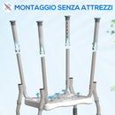 Sgabello per Doccia Regolabile 52x45x57-69 cm con Braccioli e Fori di Drenaggio in Alluminio HDPE e EVA Blu  