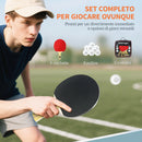 Set 4 Racchette Ping Pong con 8 Palline Base in Legno Ingegnerizzato con Borsa di Trasporto Nero e Rosso  