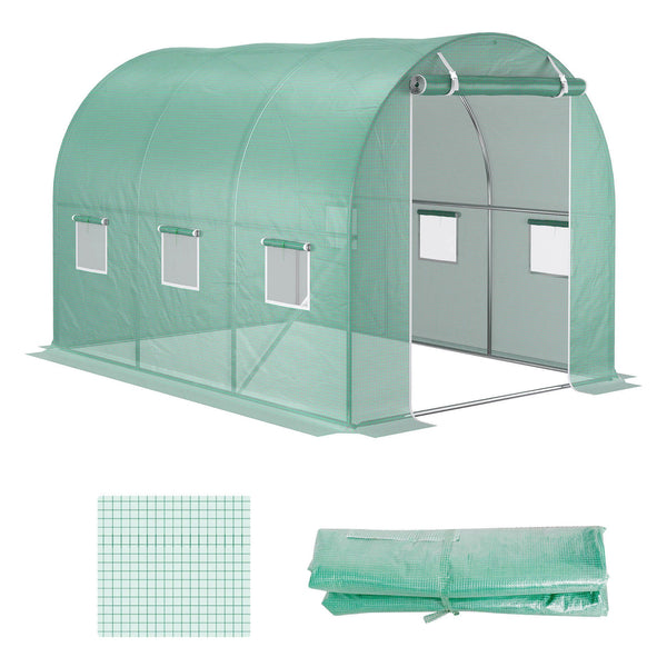prezzo Telo di Ricambio per Serra da Giardino 3x2x2 m con 6 Finestre e Porta Avvolgibile Verde