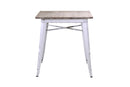 Tavolo Quadrato in Metallo Top in Legno Bristol Bianco Antico