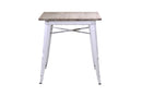 Tavolo Quadrato in Metallo Top in Legno Bristol Bianco Antico