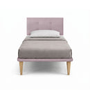Letto Singolo con Rete Rivestita Microfibra Glicine Tessis Testata Button Varie Misure