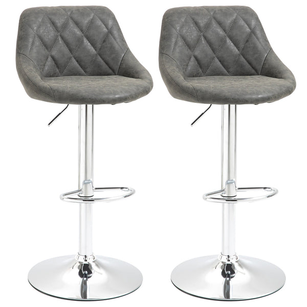 sconto Lot de 2 Tabourets de Bar 51,5x48x83-104 cm en Simili Cuir Gris Foncé