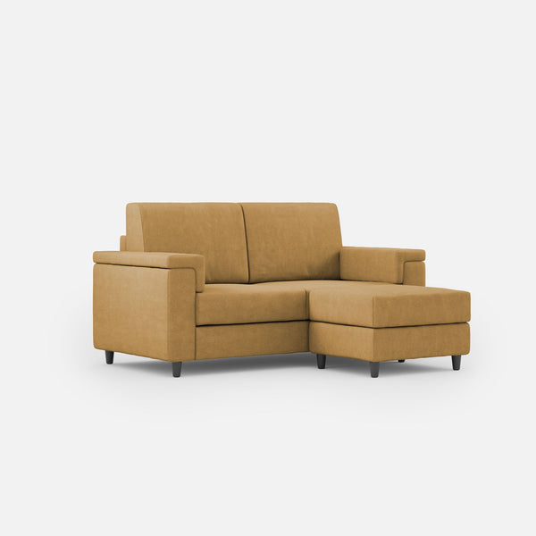 Divano 2 Posti con Pouf 148x155x85 cm Marrak in Tessuto Ocra acquista