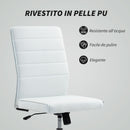 Sedia da Ufficio Ergonomica e Regolabile 58x53x97-107 cm con Schienale Ricurvo in Pelle PU e Acciaio Bianco      