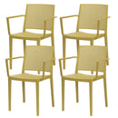 Set 4 Sedie Impilabili 81x57x56 cm con Braccioli in Polipropilene e Fibra di Vetro Porto Senape
