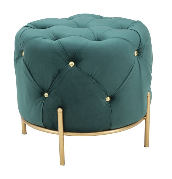 Pouf Diamant Glam Vert Ø45x40 cm en Fer et MDF et Éponge et Polyester Vert et Or prezzo