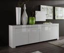 Credenza Mobile da Salotto 4 Porte 210x50x82cm TFT  Amber Bianco Lucido