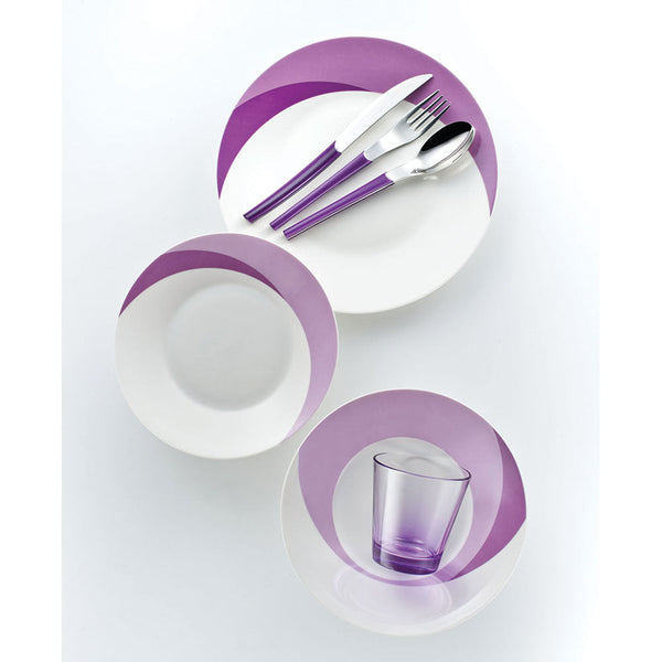 Set 7 pièces Assiettes + Couverts + Verre Eme Natura Flower Violet sconto