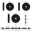 Set 2 in 1 con 2 Manubri Convertibili in Bilanciere Peso Totale 20 kg Nero    
