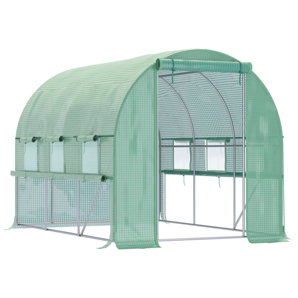 Serra per Orto 3x2x2m Porte con Zip e Finestre a Rete in Acciaio e Copertura PE Verde online