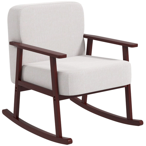 acquista Fauteuil à bascule 66x78x76 cm en tissu effet lin et bois beige et marron