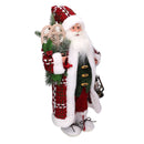 Babbo natale in tessuto con lanterna verde e rosso cm xh45