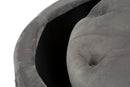 Puff Contenitore Rich Grigio Ø55x42 cm in Legno Spugna Poliestere e Acciaio Grigio