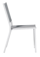 Sedia Impilabile da Giardino 48x57x87 cm in Alluminio Bianco e Textilene Elba Grigio Chiaro