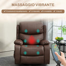 Poltrona Relax Massaggiante 97x92X104 cm Reclinabile e Riscaldante con 8 Punti Massaggianti Marrone  