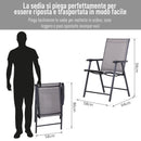 Set 4 Sedie da Giardino 58x64x94 cm in Textilene  Sanders Grigio e Nero