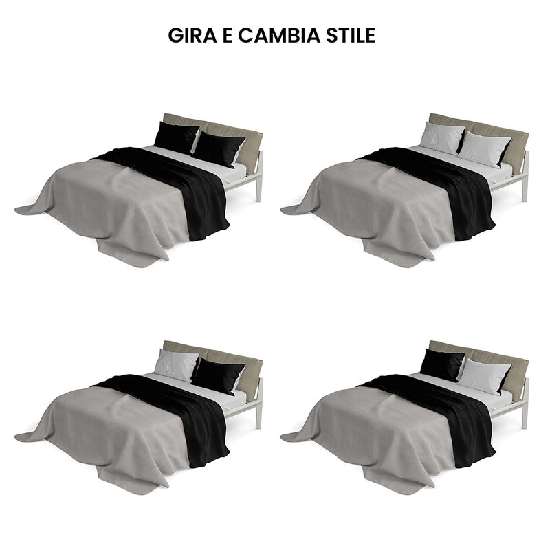 Set Lenzuola Sopra Sotto e Federe Doubleface Nero\/Grigio Chiaro