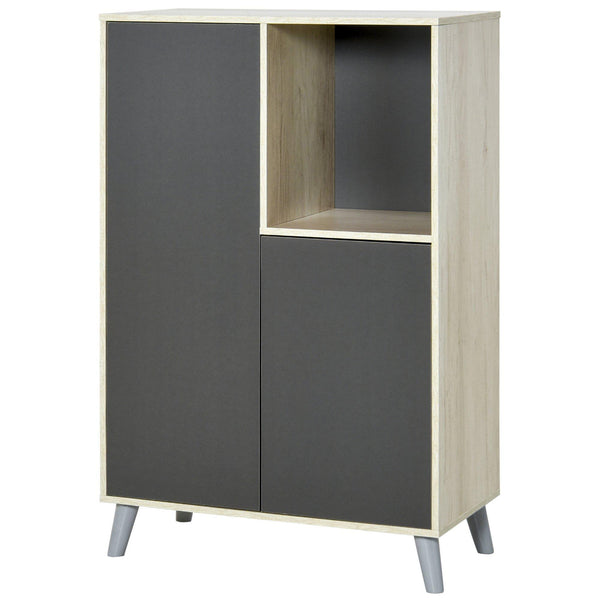 Bibliothèque gris foncé avec 2 portes et compartiment ouvert 80x40x120 cm acquista