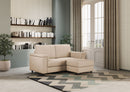 Divano 2 Posti con Pouf 148x155x85 cm Marrak in Tessuto Beige