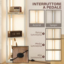 Lampada da Terra 41x29,5x163,5 cm con 4 Ripiani Luce LED Regolabile su 3 Livelli 4 Ripiani Rovere      