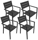 Set 4 Sedie da Giardino 57x59x87 cm in Alluminio e Textilene Grigio Scuro