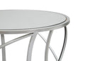 Tavolinetto Saturn Ø50x55 cm in Ferro e Specchio e MDF Argento