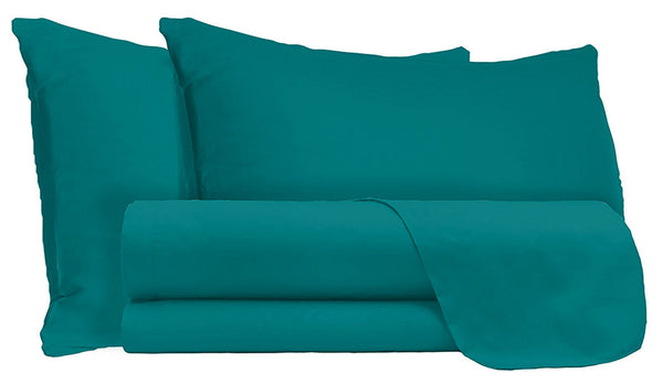 sconto Ensemble de draps doubles dessus et dessous et taies d'oreiller couleur unie vert bouteille
