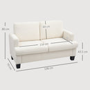 Divano 2 Posti Moderno 138x70x80 cm con Cuscini Rimovibili e Lavabili in Ciniglia Bianco Crema  