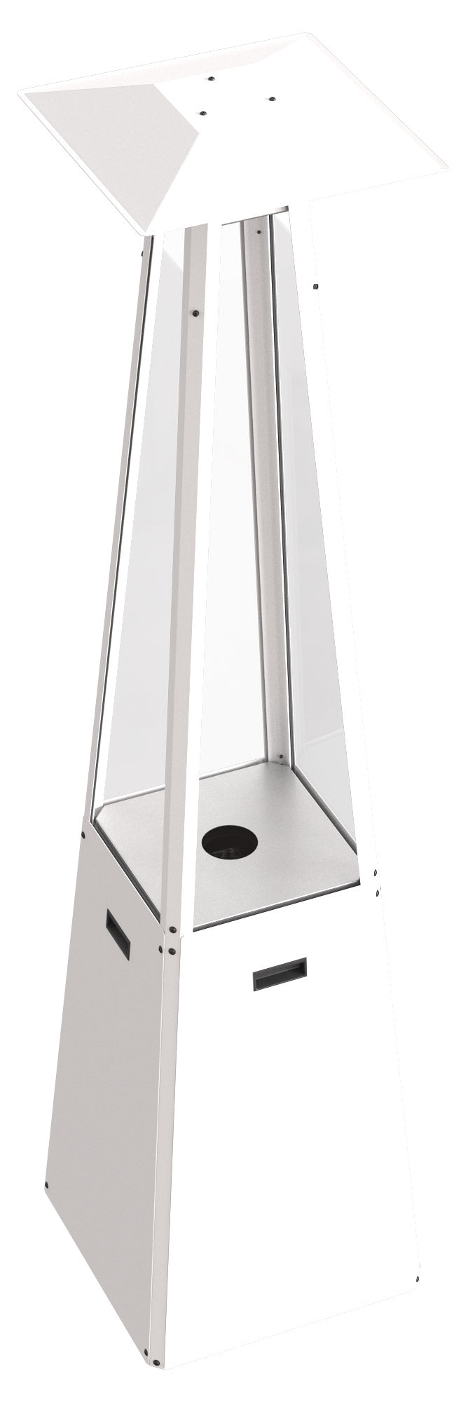 Stufa a Piramide Gas Gpl da Esterno con Vetro in Acciaio Flig Memphis Bianca